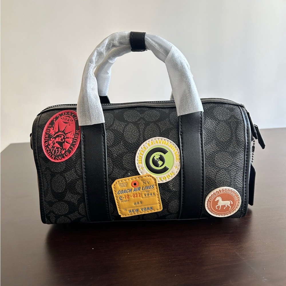 Stylish Coach Travel Patches Monogram Shoulder Bag